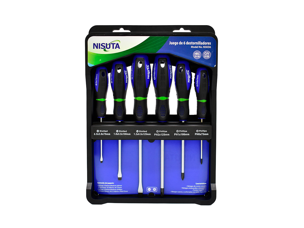 kit de 6 destornilladores phillips y planos