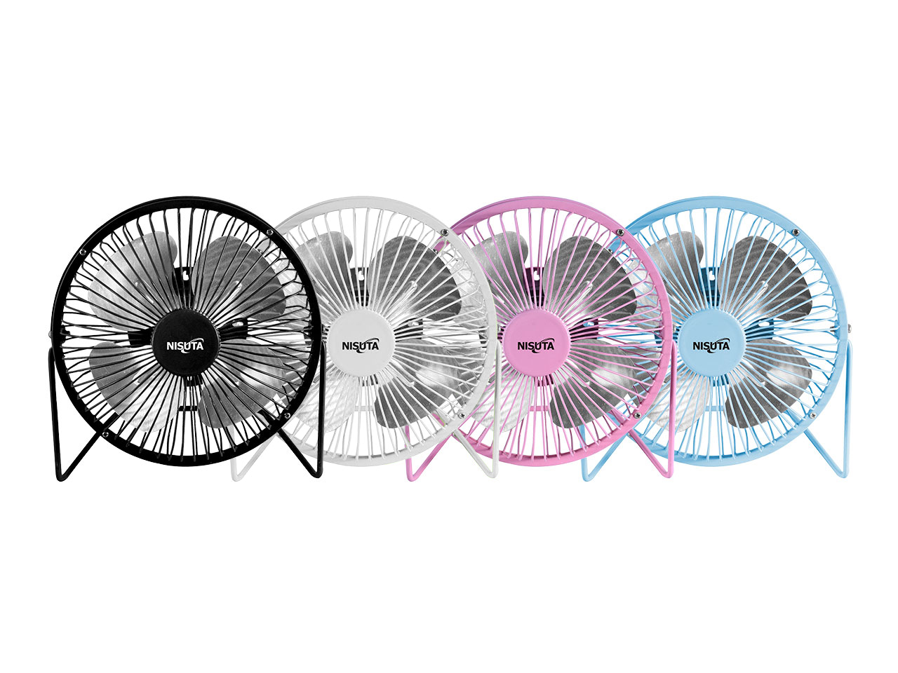 VENTILADOR USB PARA ESCRITORIO METALICO DE COLOR CELESTE. BLANCO. ROSA Y NEGRO - NSFANUC ventilador usb para escritorio metalico de color celeste. blanco. rosa y negro nsfanuc