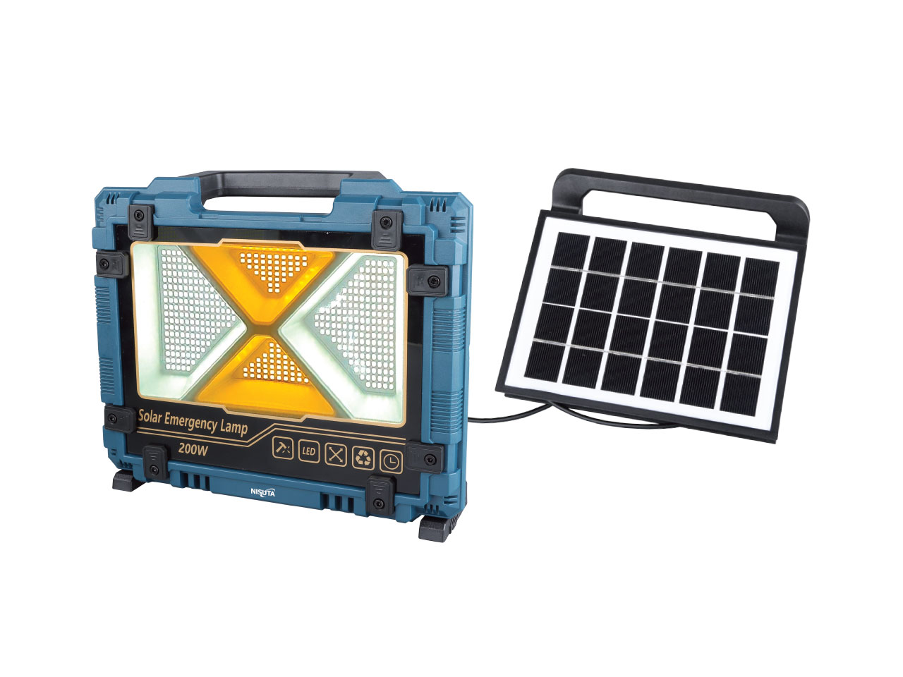 luz de trabajo de 200w con dimmer y carga solar nsli200w