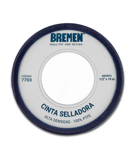 cinta selladora [ptfe] 1/2" x alta densidad x 10 m [x10 u ] bremen br7703 tefa1210