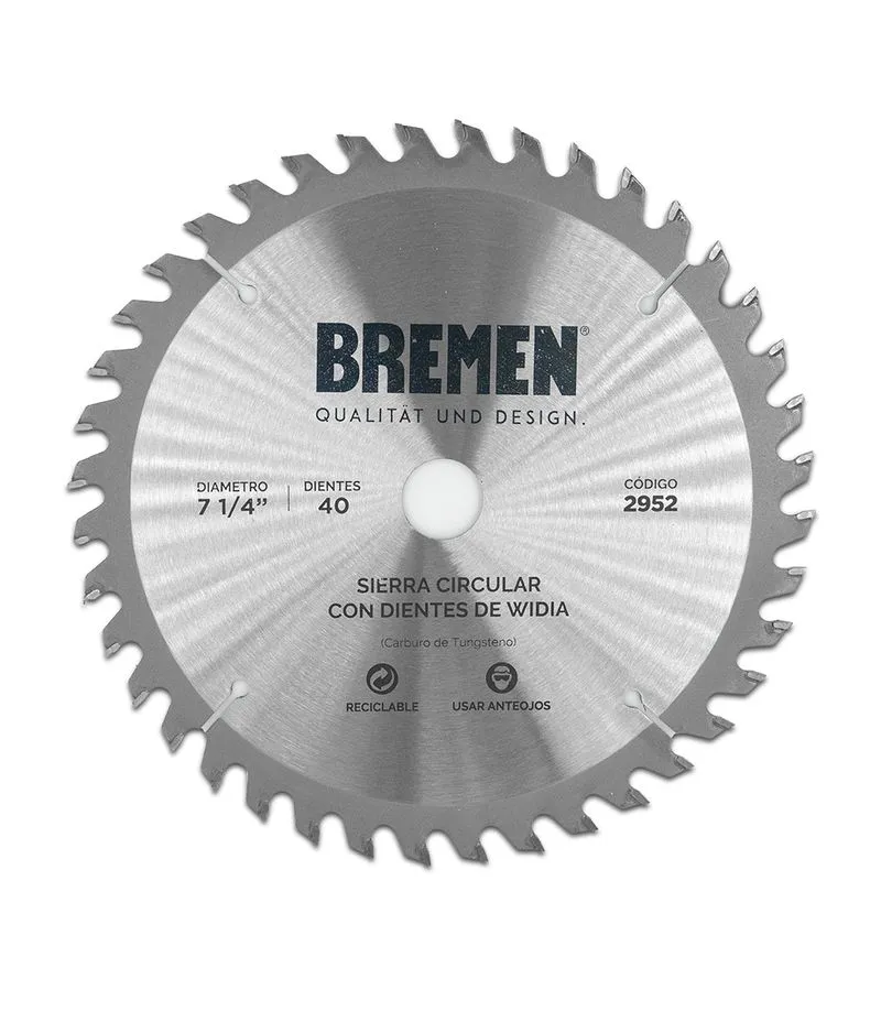 sierra circular 7 ¼" 40 dtes widia [eje20mm/eje16mm] bremen br2952