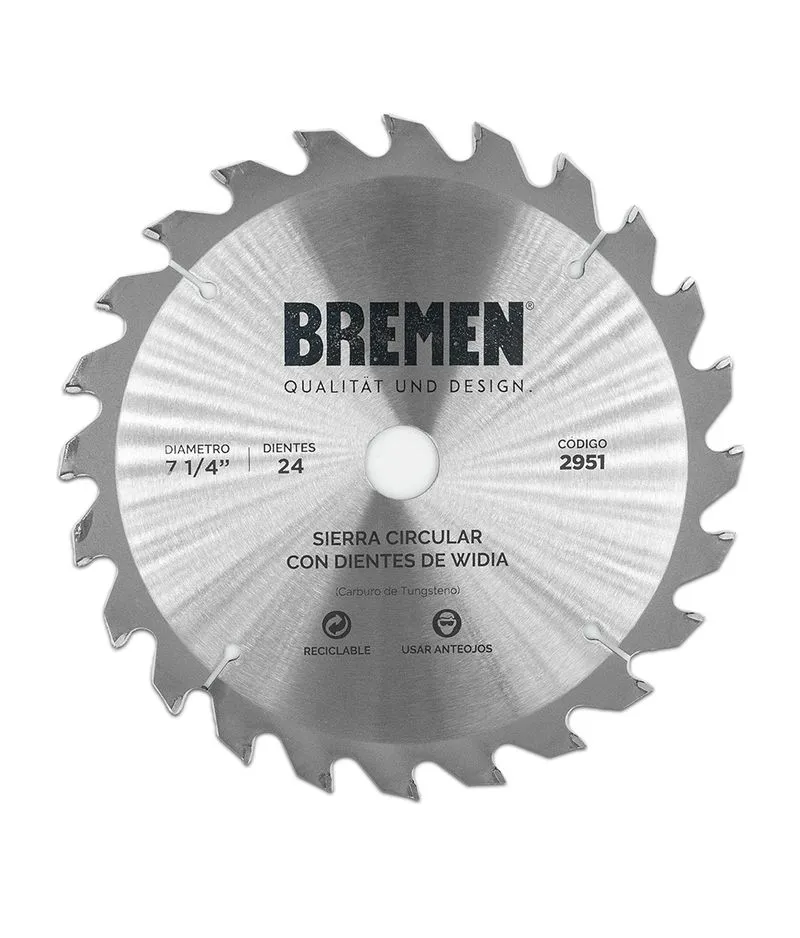 sierra circular 7 ¼" 24 dtes widia [eje20mm/eje16mm] bremen br2951