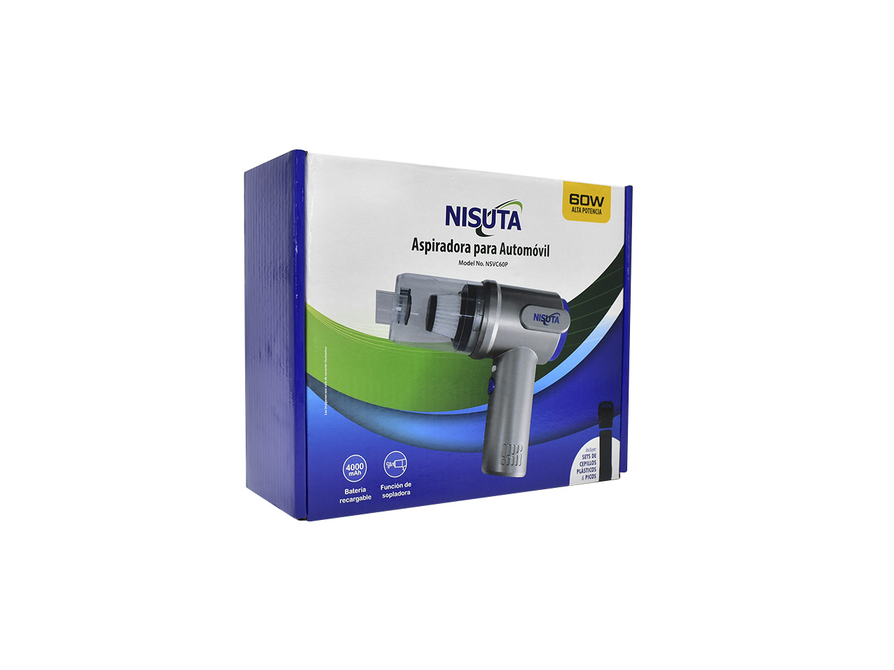 aspiradora y sopladora portatil multiuso con bateria recargable 4000mah. de 60w