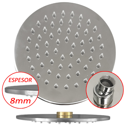 flor ducha /lluvia 8´´420 grs.redonda acero inox.