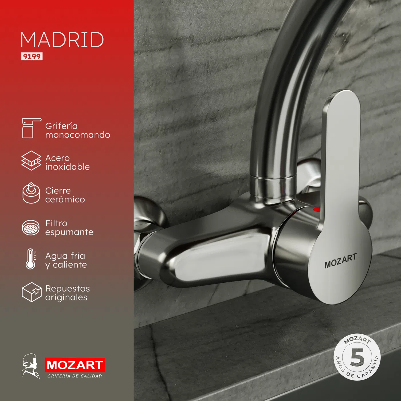 monocom. cocina pared 667 grs.pico j 39 cm. cisne grueso 2.3