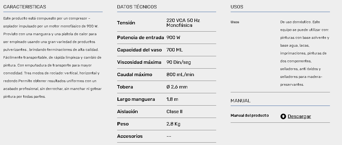 gamma equipo para pintar a soplete 900 [g2822]