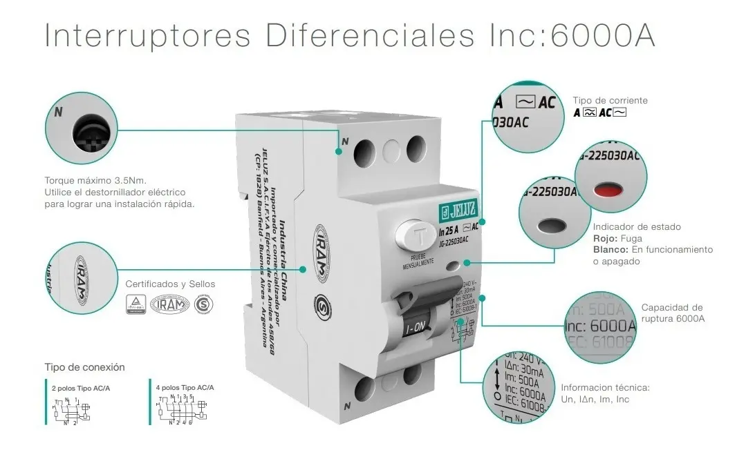 disyuntor diferenc 4x 40a 30ma *ac* jg jeluz
