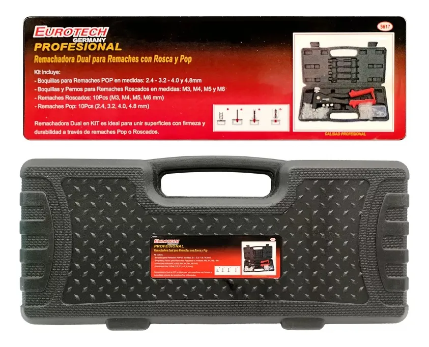 kit remachadora dual remaches con rosca y pop eurotech 5617 kit remachadora dual remaches con rosca y pop eurotech 5617