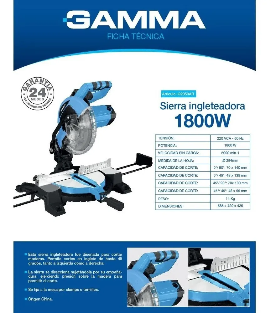 gamma ingleteadora biseladora 1800 w [g2354]