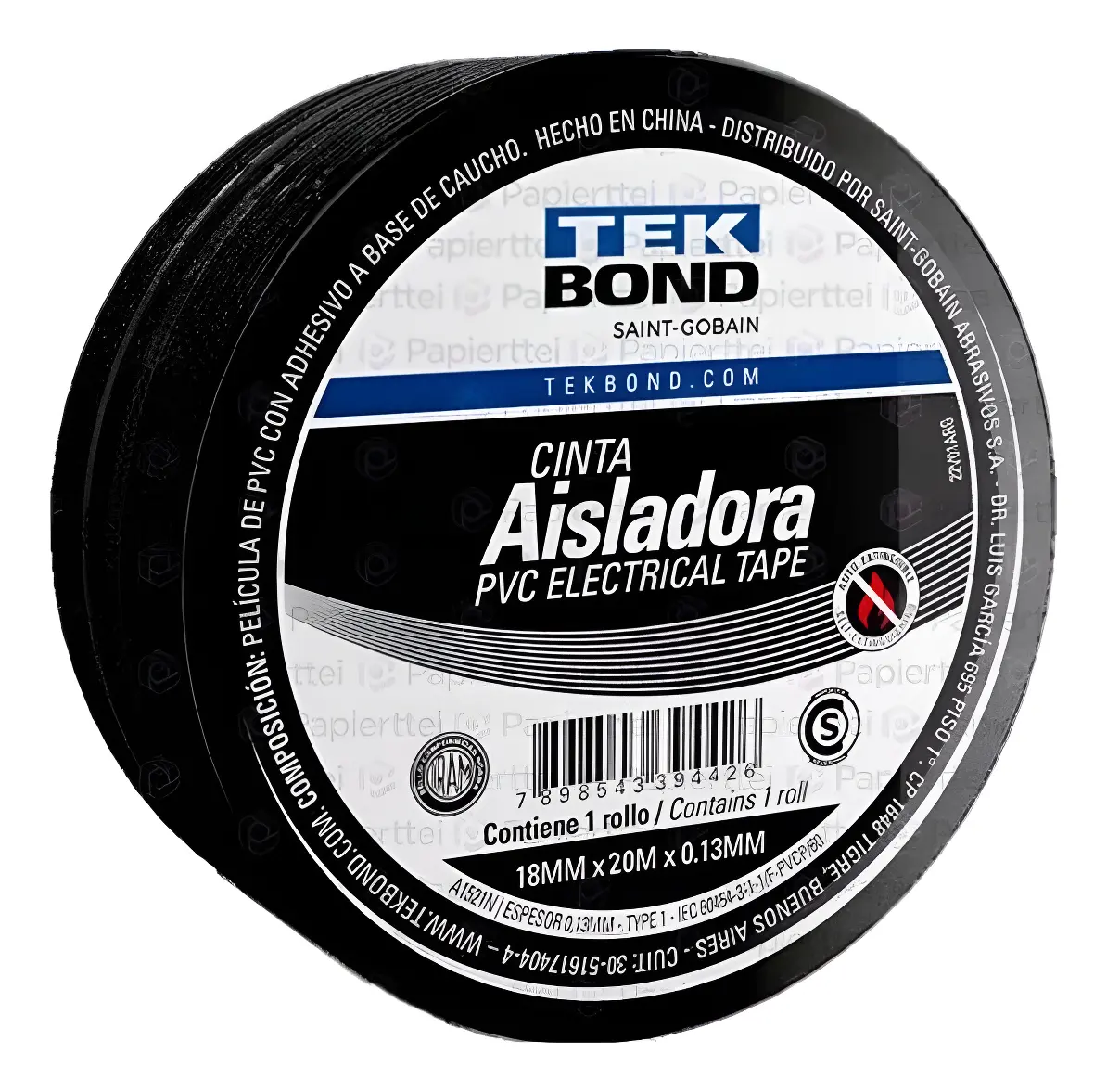 cinta aisladora pvc negra 18x10mts