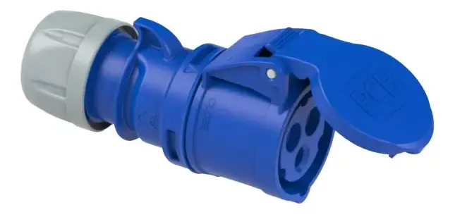 ficha ind 2x 16a +t hembra 220 azul acople 6 ip44