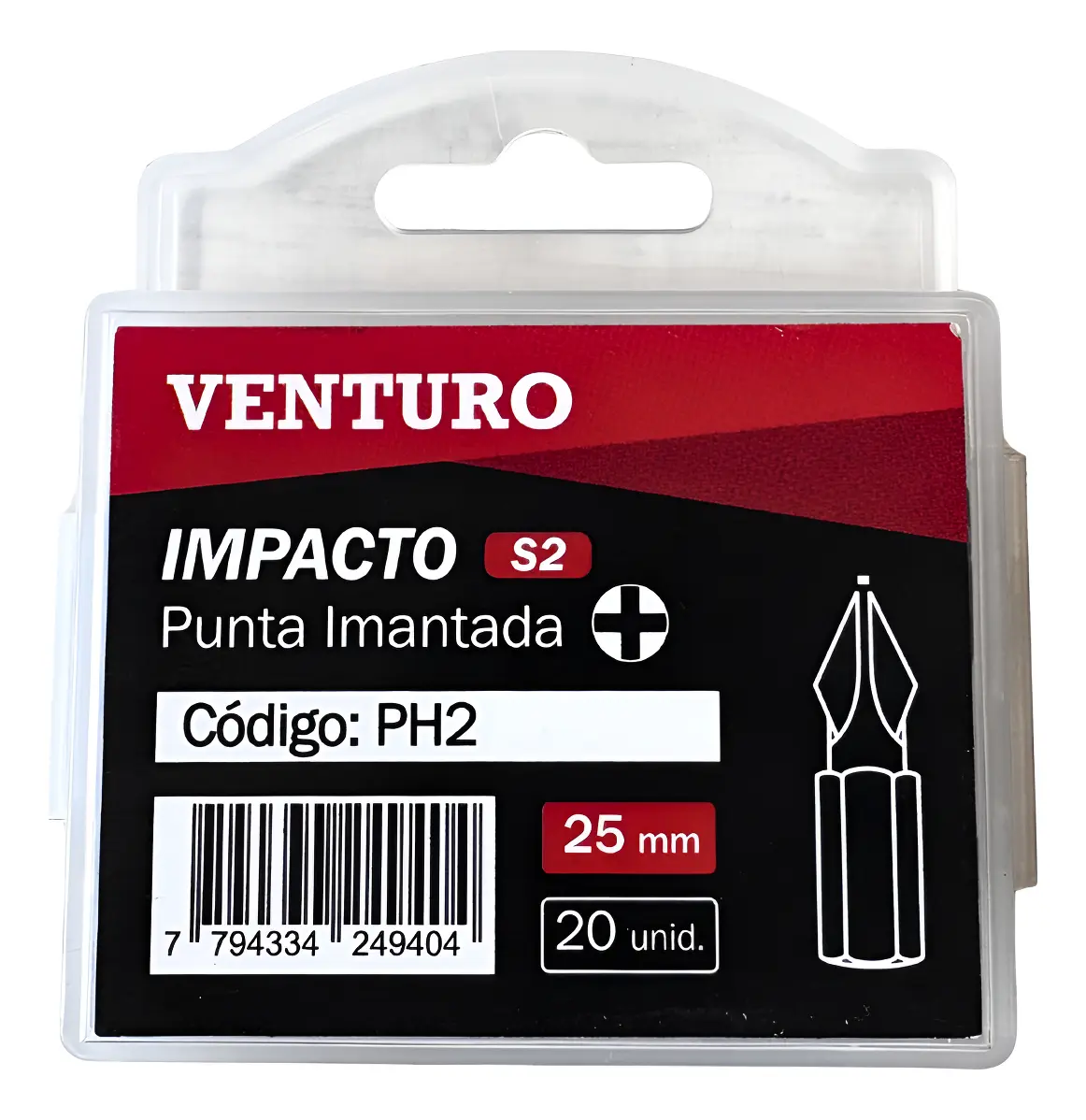 ph2 x 25mm caja 20 puntas atornilladoras phillips alto impacto