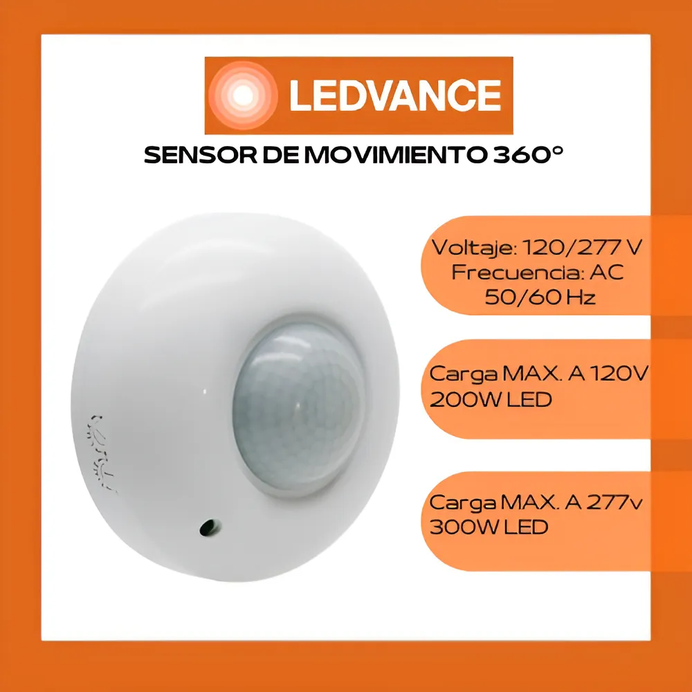 detector mov infra 360° p/techo ip20