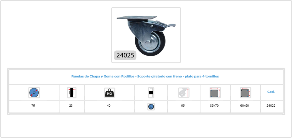rh 24025 chapa/goma girat 75mm fren