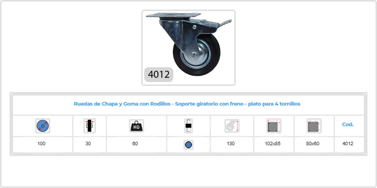 rh 4012 chapa/goma girat 100mm fr