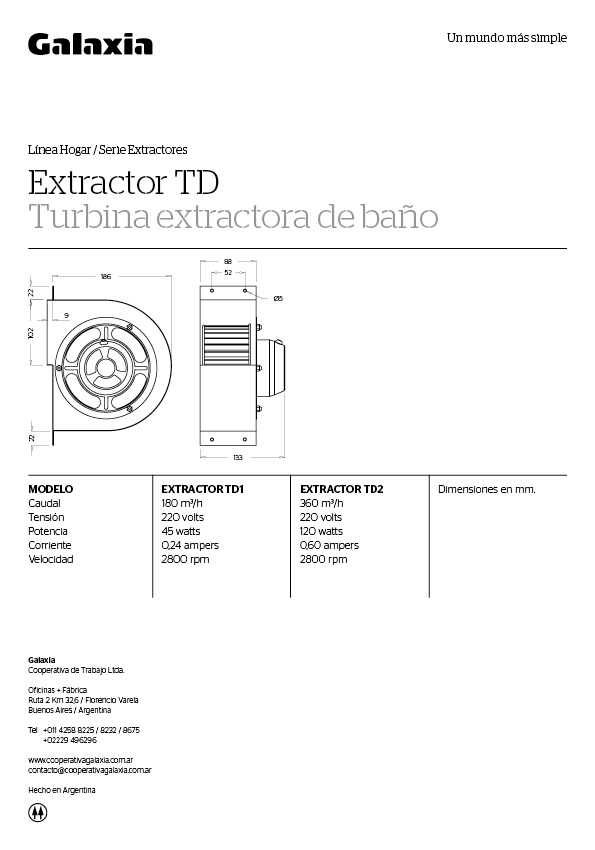 galaxia td2 turbina para baÑo